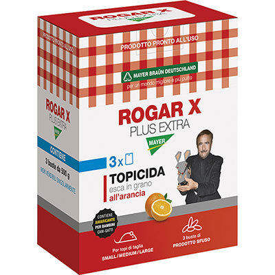 TOPICIDA ROGAR X PLUS EXTRA MAYERBRAUN GRANAGLIA ARANCIA GR 1500 (3X500 GR)
