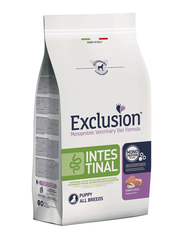 EXCLUSION INTESTINAL PUPPY ALL BREEDS MAIALE E RISO SACCO 12 KG