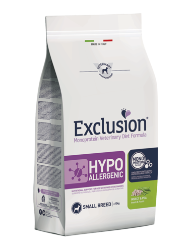 EXCLUSION ADULT HYPOALLERGENIC SMALL BREEDS INSETTI E PISELLI SACCO 2 KG
