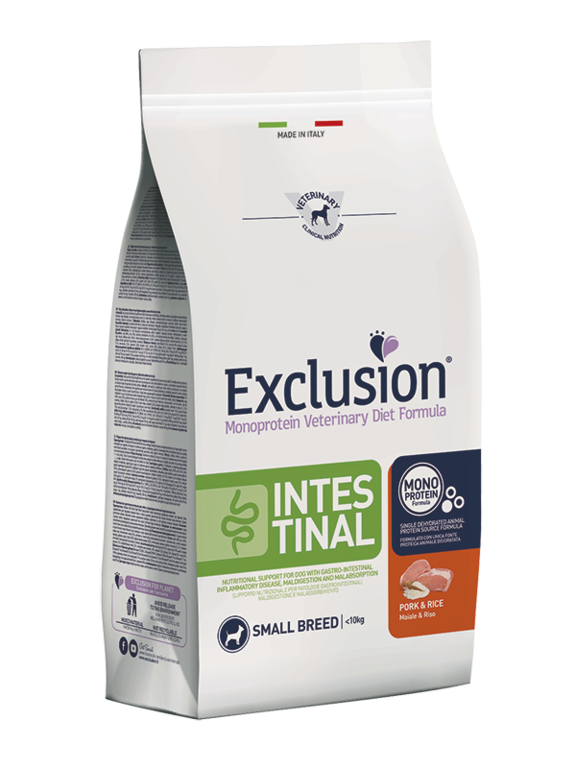 EXCLUSION INTESTINAL ADULT SMALL BREEDS MAIALE E RISO SACCO 2 KG