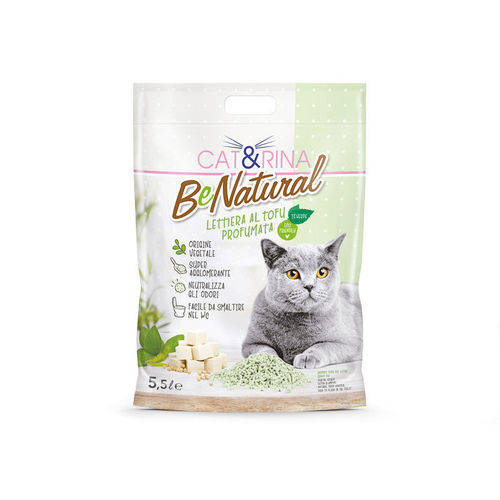 Lettiera Igienica BeNatural Al Tofu Profumata Tè Verde Completamente Biodegradabile Lt 5,5